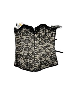 NWT Felina Women’s Small Black Lace Corset Boned Bustier Champagne Lined